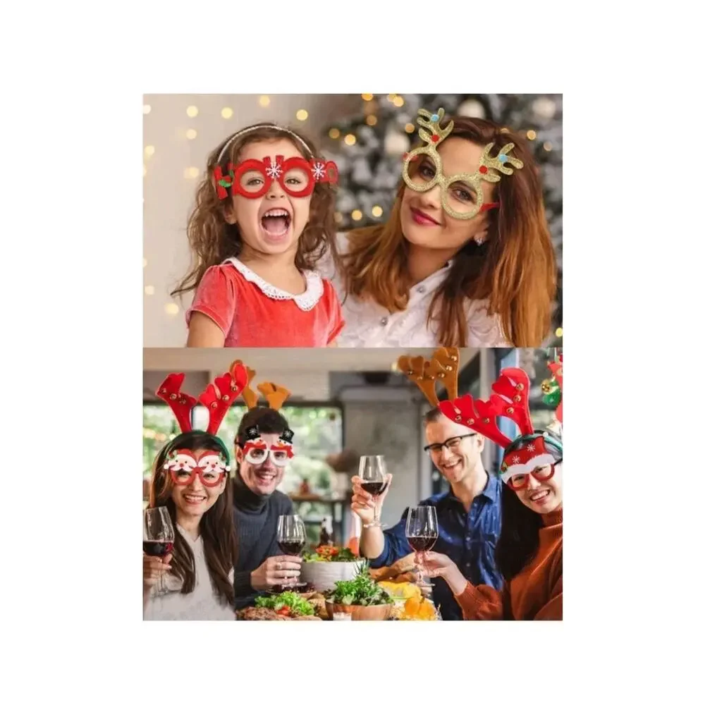 9 Pack Christmas Party Glasses Christmas Glitter Decoration Costume Eyeglasse...